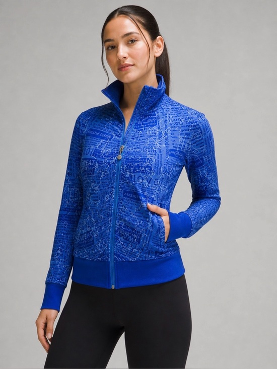 lululemon athletica Sweaters - Lululemon Define Jacket Blue Manifesto Print Luon Full Zip Size 4